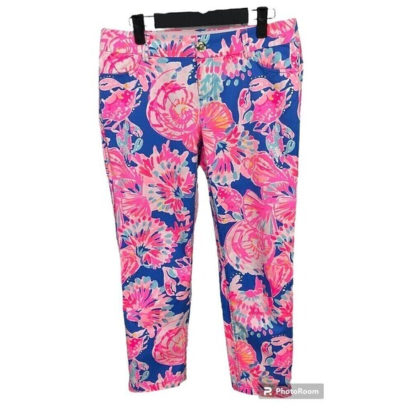 Lilly Pulitzer Pants - Lilly Pulitzer Sadie Crop Pants Size 6 Stretch Bennett Blue Bay Dreamin Chino N
